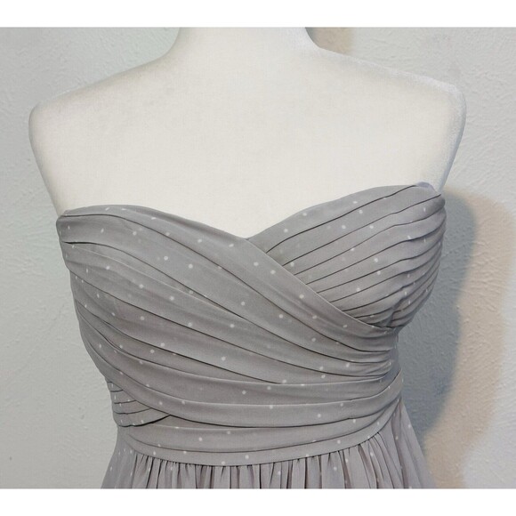 Ann Taylor Size 2 Coin Grey Polka Dot Tulle Strapless Sweetheart Dress Feminine - Picture 4 of 15